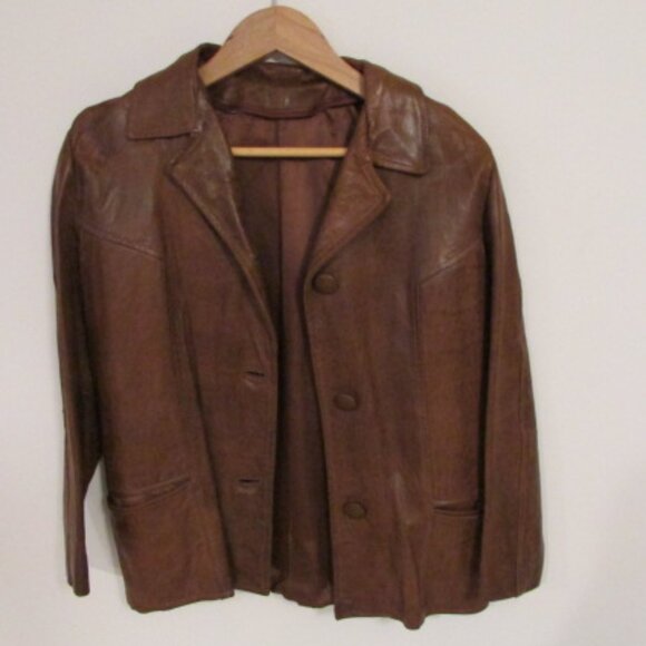 Tops - Vintage Women's Soft Brown Leather Jacket. Size small.